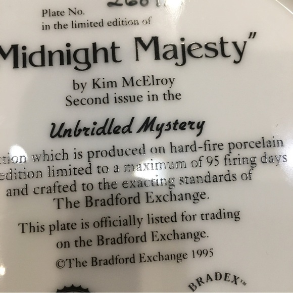 KIM MCELROY black horse equestrian art plate. Midnight majesty vintage 1995 - Picture 2 of 4